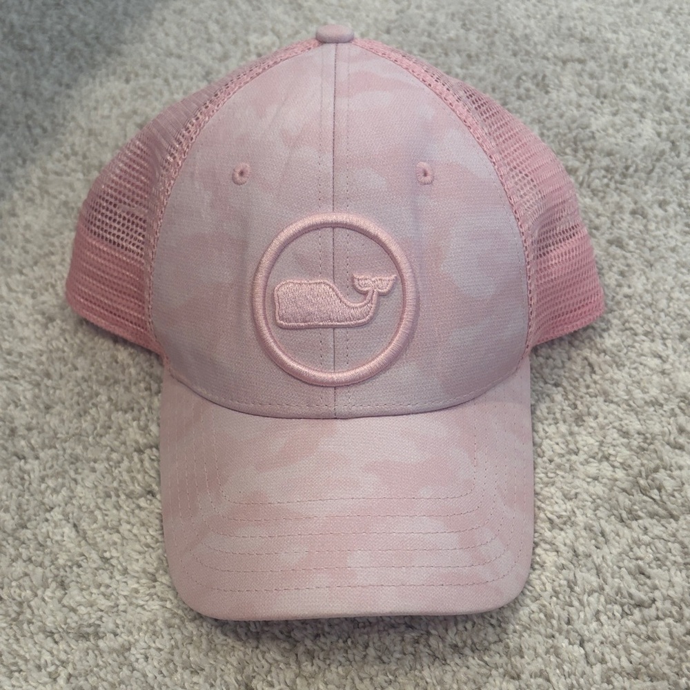 Vineyard Vines Light Pink Whale Patch Trucker Cap